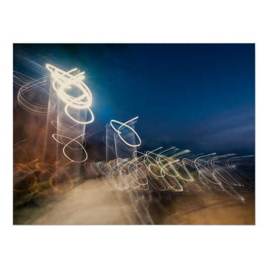 Abstract Intentional Camera Movement Night Light T ポスター (正面)