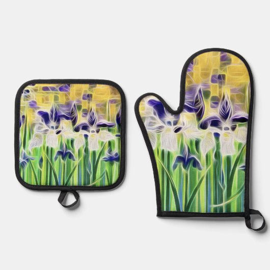 Abstract Iris Pot Holder Set 鍋つかみ&鍋敷きセット (正面)