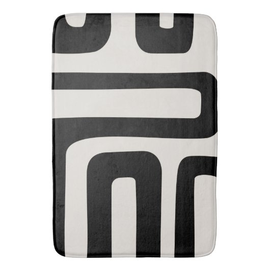 Abstract Ivory and Black Bath Math バスマット (正面縦)