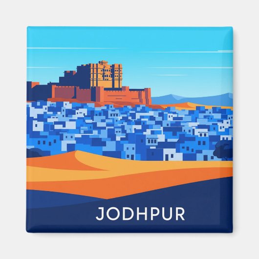 Abstract Jodhpur India Blue houses マグネット (正面)