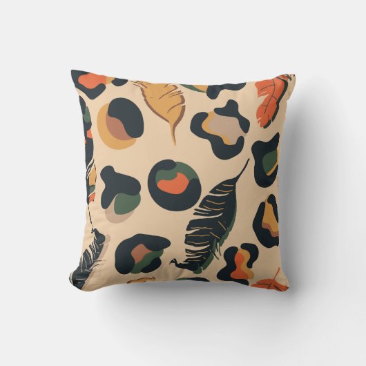 Abstract jungle seamless pattern,wild animal backg クッション (正面)