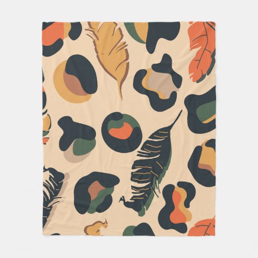 Abstract jungle seamless pattern,wild animal backg フリースブランケット (正面)