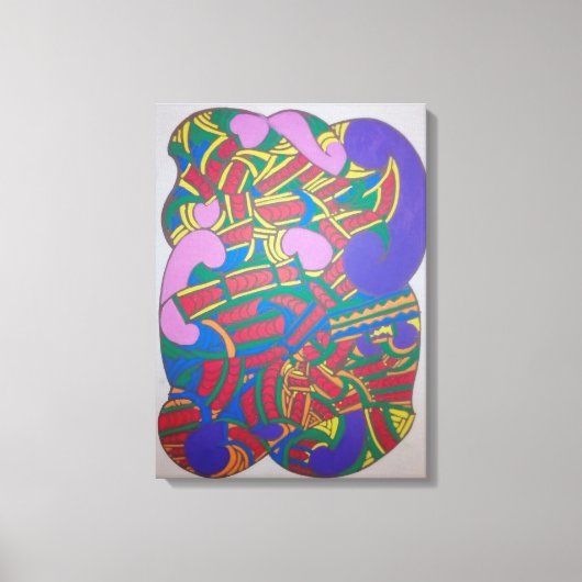 Abstract kowhaiwhai Maori motif キャンバスプリント (正面)