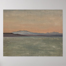 Abstract Lake and Mountains Horizon Art Print ポスター