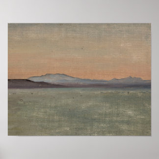 Abstract Lake and Mountains Horizon Art Print ポスター