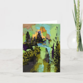 Abstract Landscape Blank Note Card サンキューカード