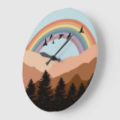 Abstract Landscape Forest Rainbow & Birds Nursery ラージ壁時計 (傾斜)