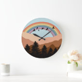 Abstract Landscape Forest Rainbow & Birds Nursery ラージ壁時計 (ホーム)