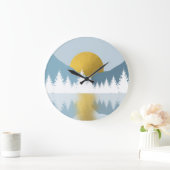 Abstract Landscape Golden Winter Sunset Sunrise ラージ壁時計 (ホーム)