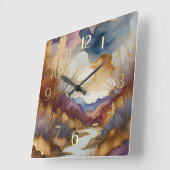 Abstract Landscape Painting Gold Blue Purple スクエア壁時計 (傾斜)