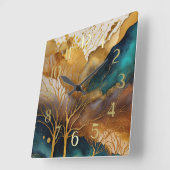 Abstract Landscape Painting Gold Rust Blue スクエア壁時計 (傾斜)