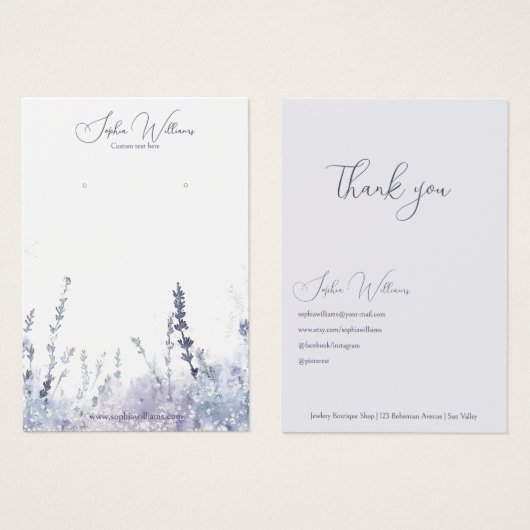 Abstract Lavander Earrings Jewelry Display Card (正面&裏面)