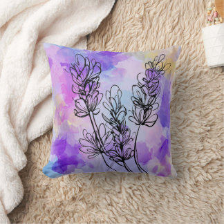 Abstract Lavender Flower Throw Pillow クッション