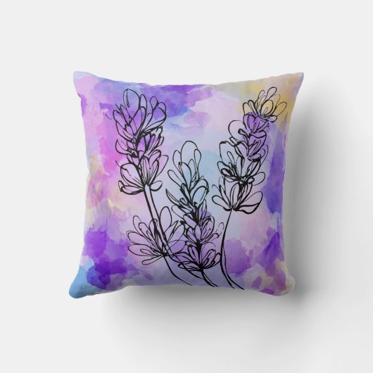 Abstract Lavender Flower Throw Pillow クッション (裏面)