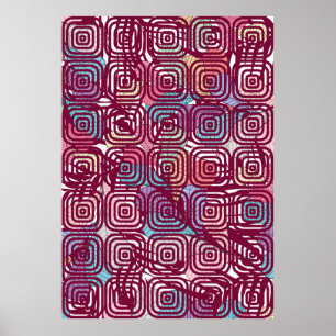 Abstract leaf colorful vintage illustration design ポスター
