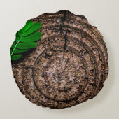 Abstract leaf tree stump green ラウンドクッション (裏面)