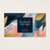 Abstract Leaves Botanicals Monogram Business Cards (正面)