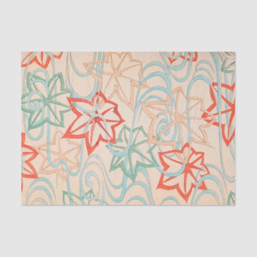 Abstract Leaves Print Vintage Japanese Pattern 薄葉紙 (正面)