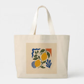 Abstract Lemon Fruit Botanical Pattern Elegant Tot ラージトートバッグ (裏面)