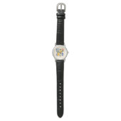 Abstract Lemon Leaves Boho Blue Cream Watch 腕時計 (フラット)