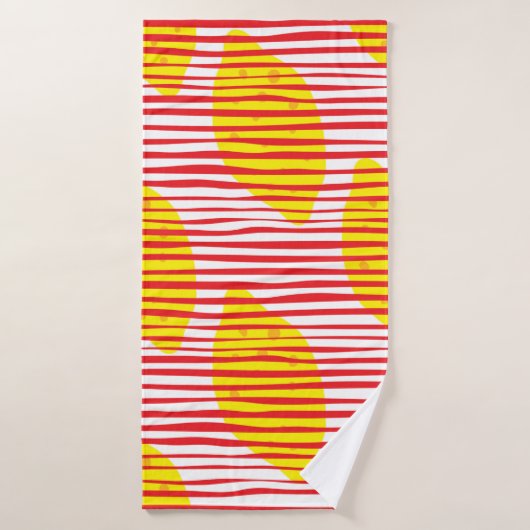 Abstract lemon with leaf seamless pattern. Hand dr バスタオル (バスタオル)