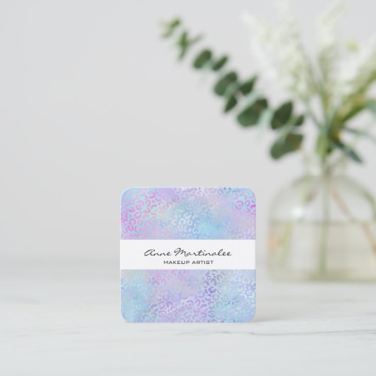 Abstract Leopard Print Pastel Square Business Card スクエア名刺 (スタンド正面)