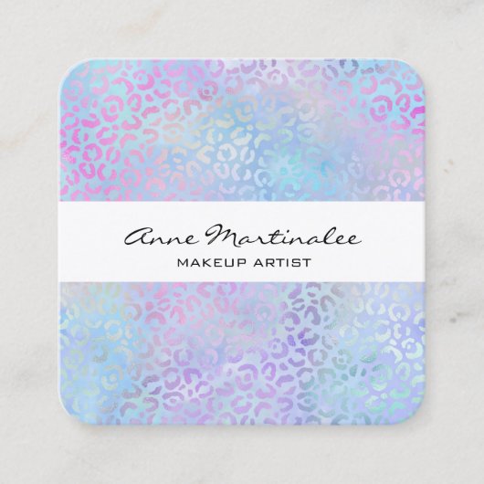 Abstract Leopard Print Pastel Square Business Card スクエア名刺 (正面)