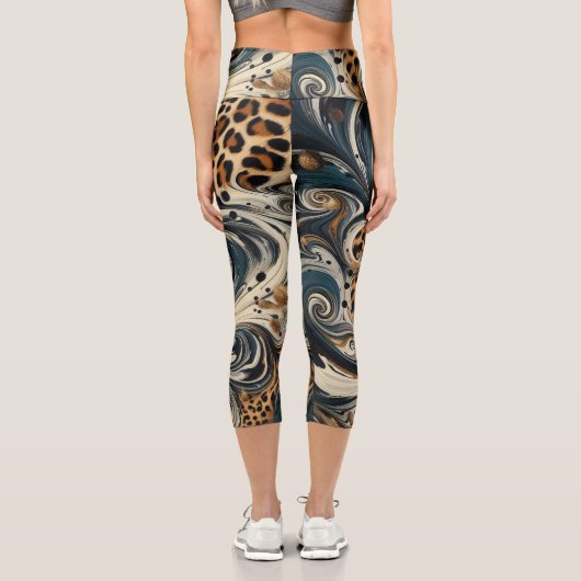 Abstract Leopard Print Swirl カプリレギンス (裏面)