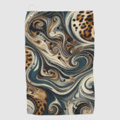 Abstract Leopard Print Swirl ゴルフタオル (正面)
