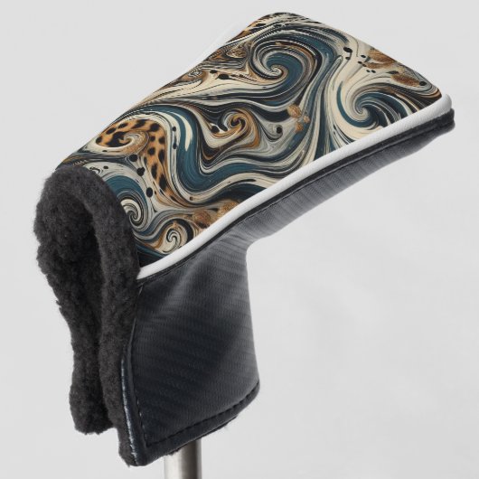 Abstract Leopard Print Swirl ゴルフヘッドカバー (3/4 正面)