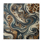 Abstract Leopard Print Swirl タイル (正面)
