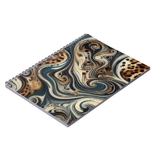 Abstract Leopard Print Swirl ノートブック (左側)