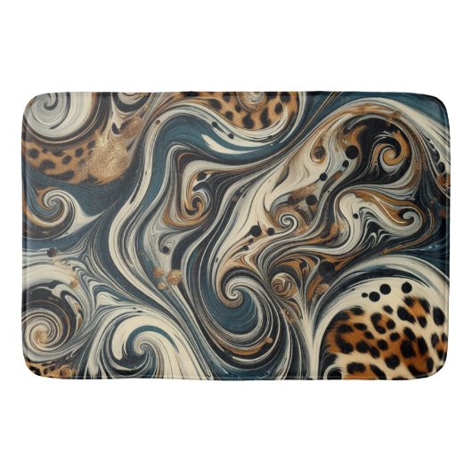 Abstract Leopard Print Swirl バスマット (正面)