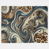 Abstract Leopard Print Swirl フリースブランケット (正面(横))