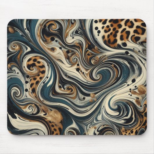 Abstract Leopard Print Swirl マウスパッド (正面)