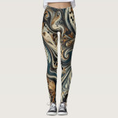 Abstract Leopard Print Swirl レギンス (正面)