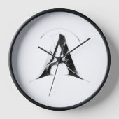 Abstract Letter A Black & White Modern Wall Clock 壁時計 (正面)