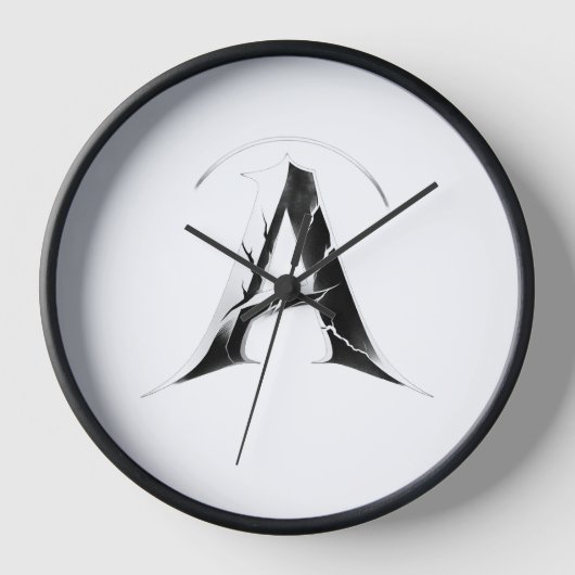 Abstract Letter A Black & White Modern Wall Clock 壁時計 (正面)