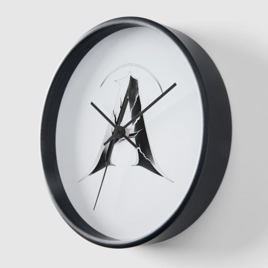 Abstract Letter A Black & White Modern Wall Clock 壁時計 (傾斜)