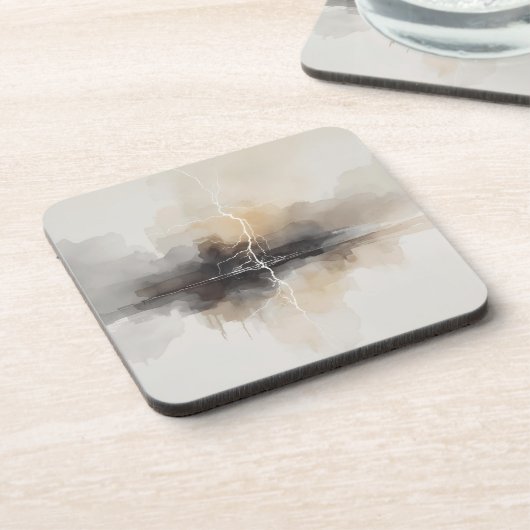Abstract Lightning in Neutrals Print コースター (左側)
