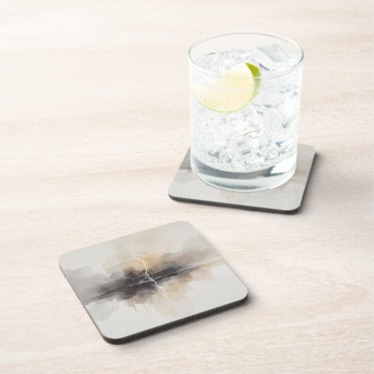 Abstract Lightning in Neutrals Print コースター (右側)