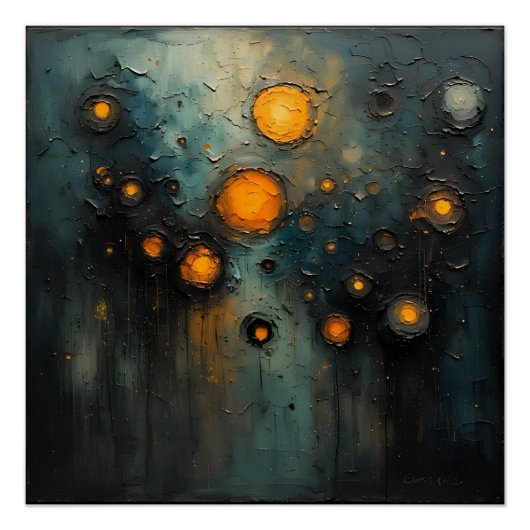 Abstract lights in the dark Ai art design ポスター (正面)