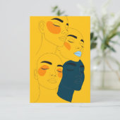 Abstract Line Art Print, Four Overlapping Faces サンキューカード (スタンド正面)