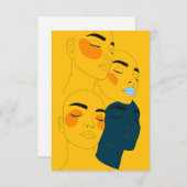 Abstract Line Art Print, Four Overlapping Faces サンキューカード (正面/裏面)