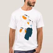 Abstract Line Art Print, Four Overlapping Faces Tシャツ (正面)