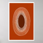 Abstract Line Drawing Poster, Oval Shape, Warm ポスター (正面)