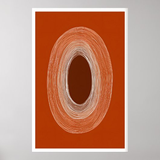 Abstract Line Drawing Poster, Oval Shape, Warm ポスター (正面)