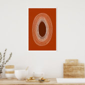 Abstract Line Drawing Poster, Oval Shape, Warm ポスター (キッチン)