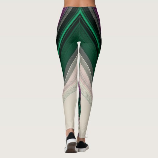 Abstract Line Pattern | Purple & Teal レギンス (裏面)