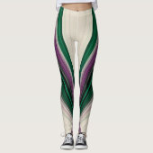 Abstract Line Pattern | Purple & Teal レギンス (正面)
